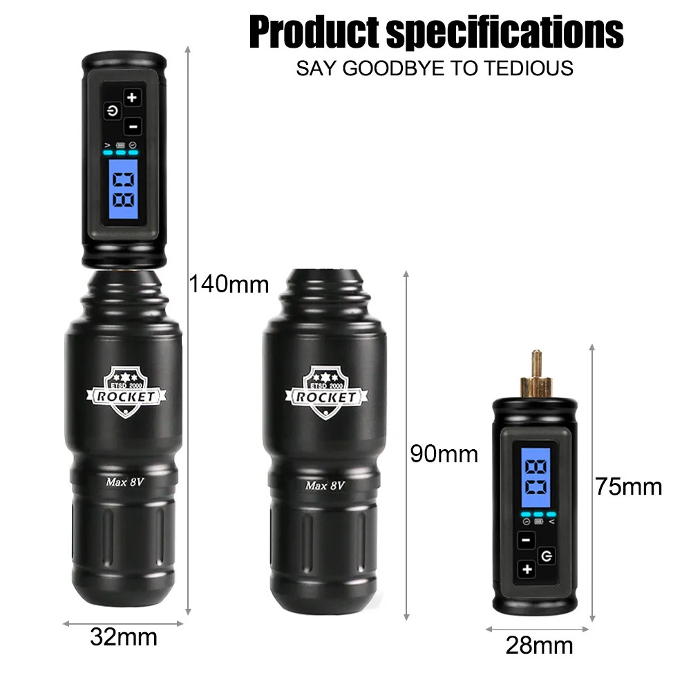 Rotary Tattoo Machine Kit Mini Rocket Tattoo Pen Machine Set with Portable Battery Wireless Tattoo P