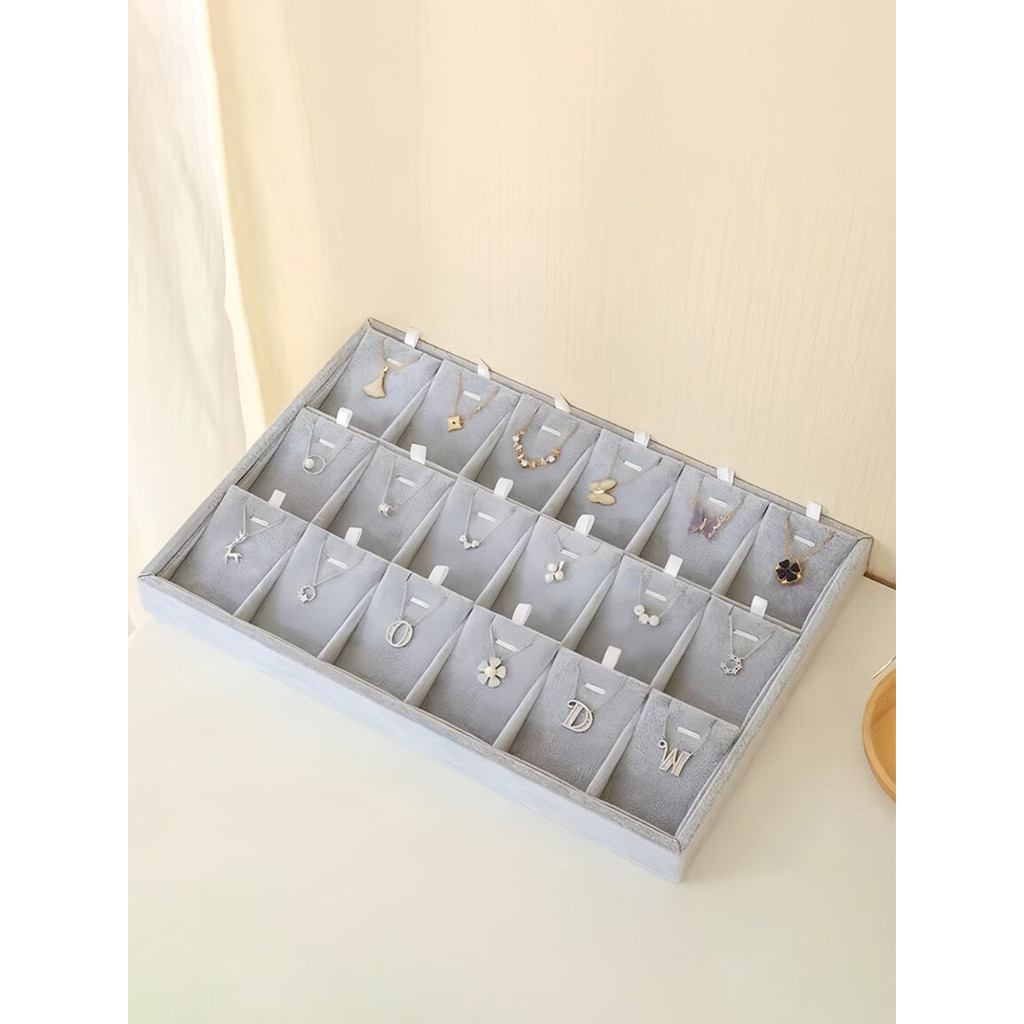 18 Grids Velvet Jewelry Display Stackable Exquisite Jewellery Holder Portable Ring Earrings Necklace