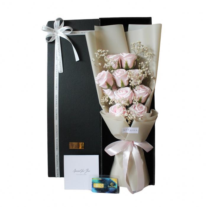 Hadiah Bunga Bouquet Buket Bunga Sabun Import Lampu Valentine Box Original