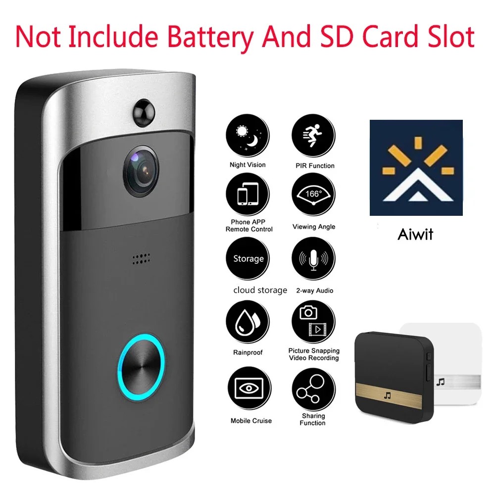 Video Doorbell Camera HD WiFi Doorbell Wireless Operated Motion Detector Audio & Speaker Night