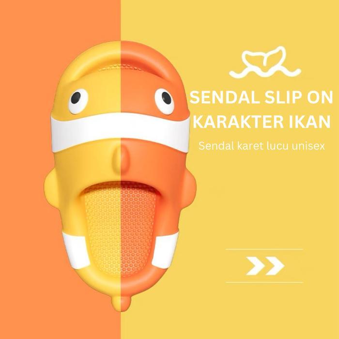 ezbu- Megam Sandal Flat Karakter Ikan Nemo Sendal Karet Hiu Anak Sandal Selop Anak Dewasa