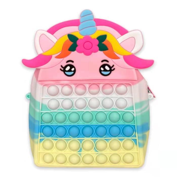 m8v6- Tas Ransel Pop It Anak Unicorn Pony Motif Karakter Impor Lucu