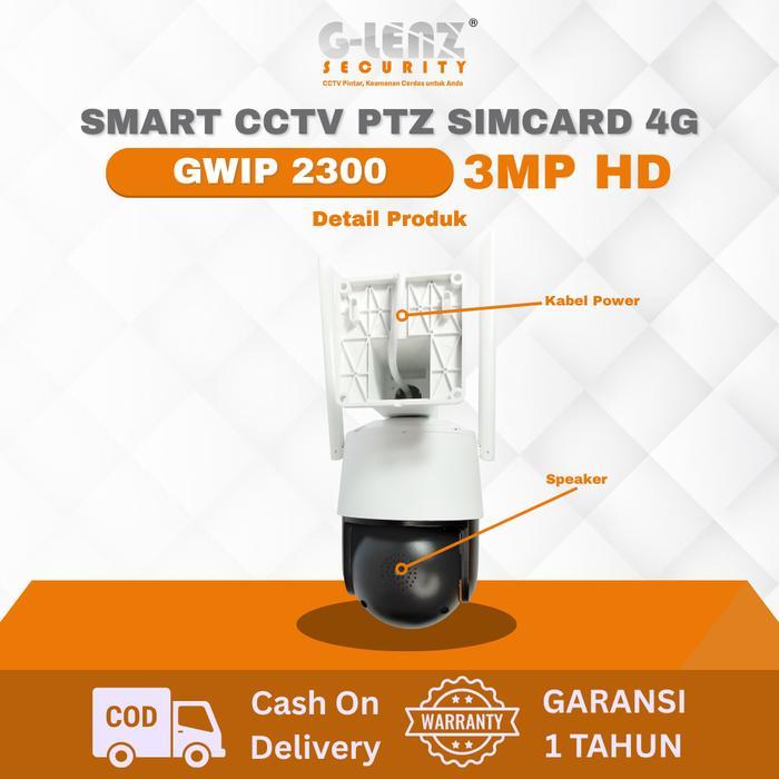 Camkey- Glenz Cctv Sim Card 4G Gwip 2300 Hd 3Mp Kamera Smart Cctv Ptz Sim Card 4G Full Color Night