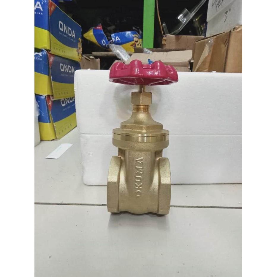 Gate Valve Brass 1 12" Merk Okuma