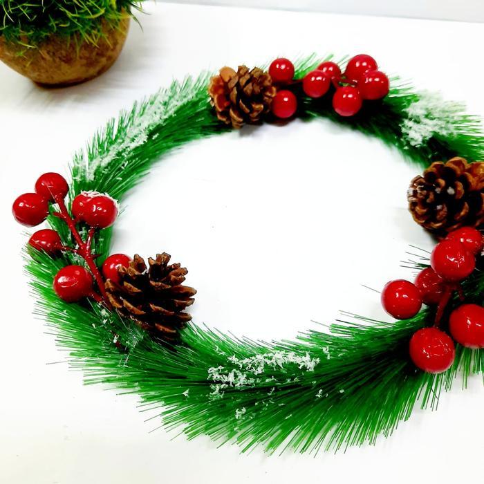 Krans Natal Cherry Lingkar Adven Murah Dekorasi Hiasan Natal Christmas