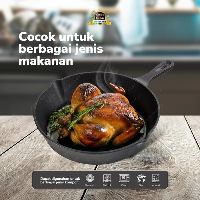 Cypruz Kitchenware - Panci wajan Cast Iron Pan 25 Cm very High Quality Product frypan Besi Masak