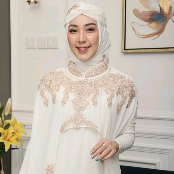 Sale Dres / Kaftan Claudya Wanita Muslim Free Turban Dan Inner Gamis Bordir Cantik Exclusive Mewah