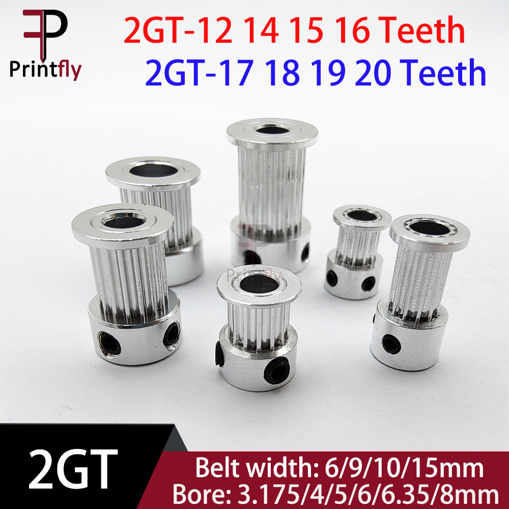 Printfly 2Gt 12 14 15 16 17 18 19 20Teeth Gt2 Timing Pulley 2M Bore3.175/4/5/6/6.35/8Mm Belt Width