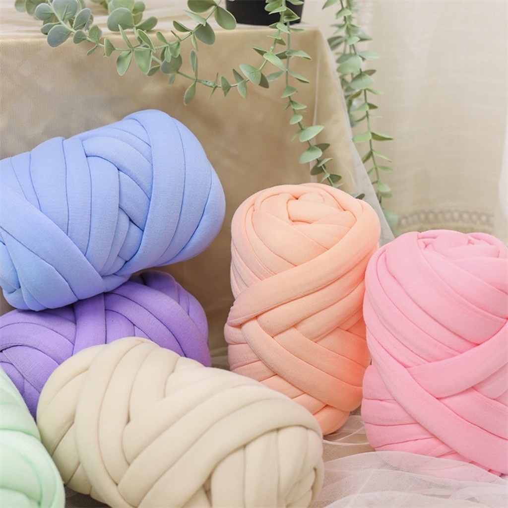 500G Thick Chunky Yarn Cored Cotton Wool Tube Yarn for DIY Blanket Hat Bulky Arm Roving Handwork