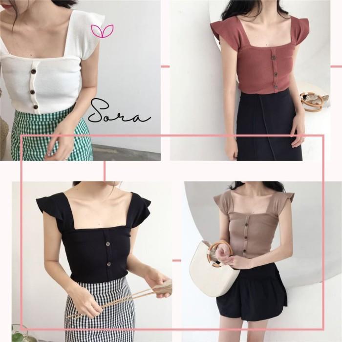 Sora Tanktop Rajut Wanita Sexy Camisole Tank Top Baju Pantai Beachwear