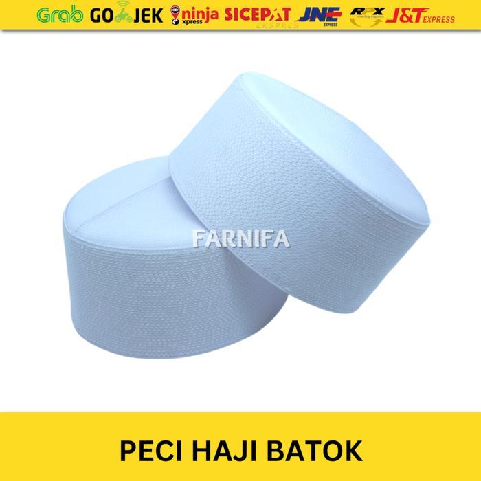 ec9o- Peci Haji Batok Kopiah Putih Polos Keras Ukuran Anak Dan Dewasa