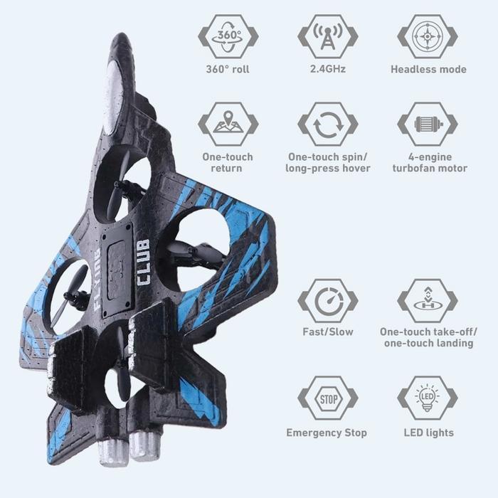 Mainan Pesawat Kontrol Jarak Jauh 2.4G EPP Stunt Remote Control Led Glider Airplane Foam Rc Pesawat