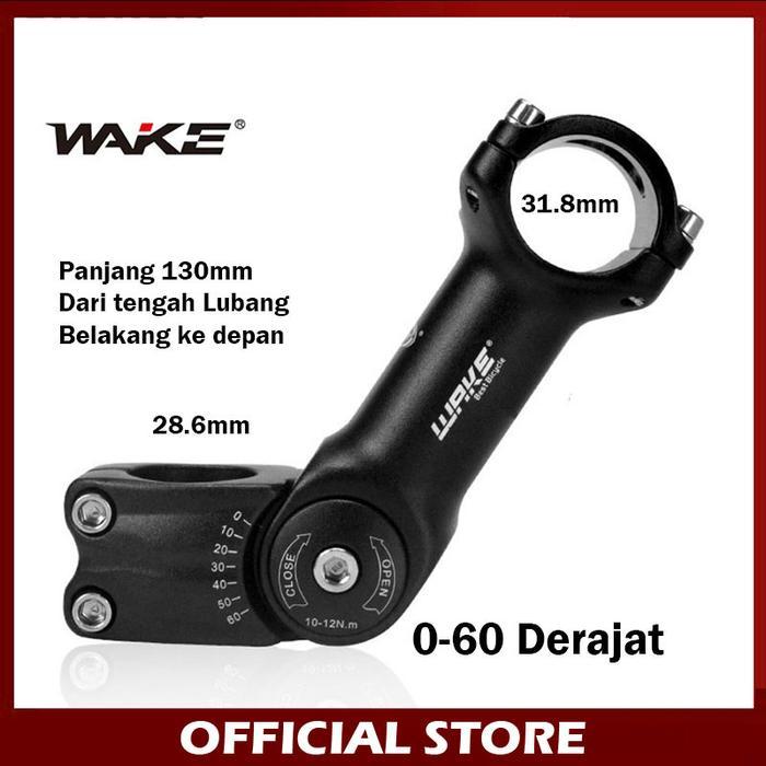 WAKE STEM SEPEDA MTB RISE ADJUSTABLE 0-60 DERAJAT 130MM OS 31.8MM