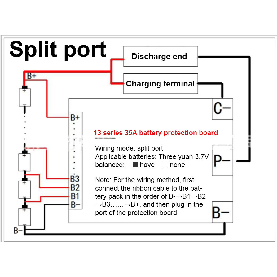 BMS 13S 48V 35A/50A With Balance Li-Ion Battery Pack Protection Board Lithium Battery Balance Meter 