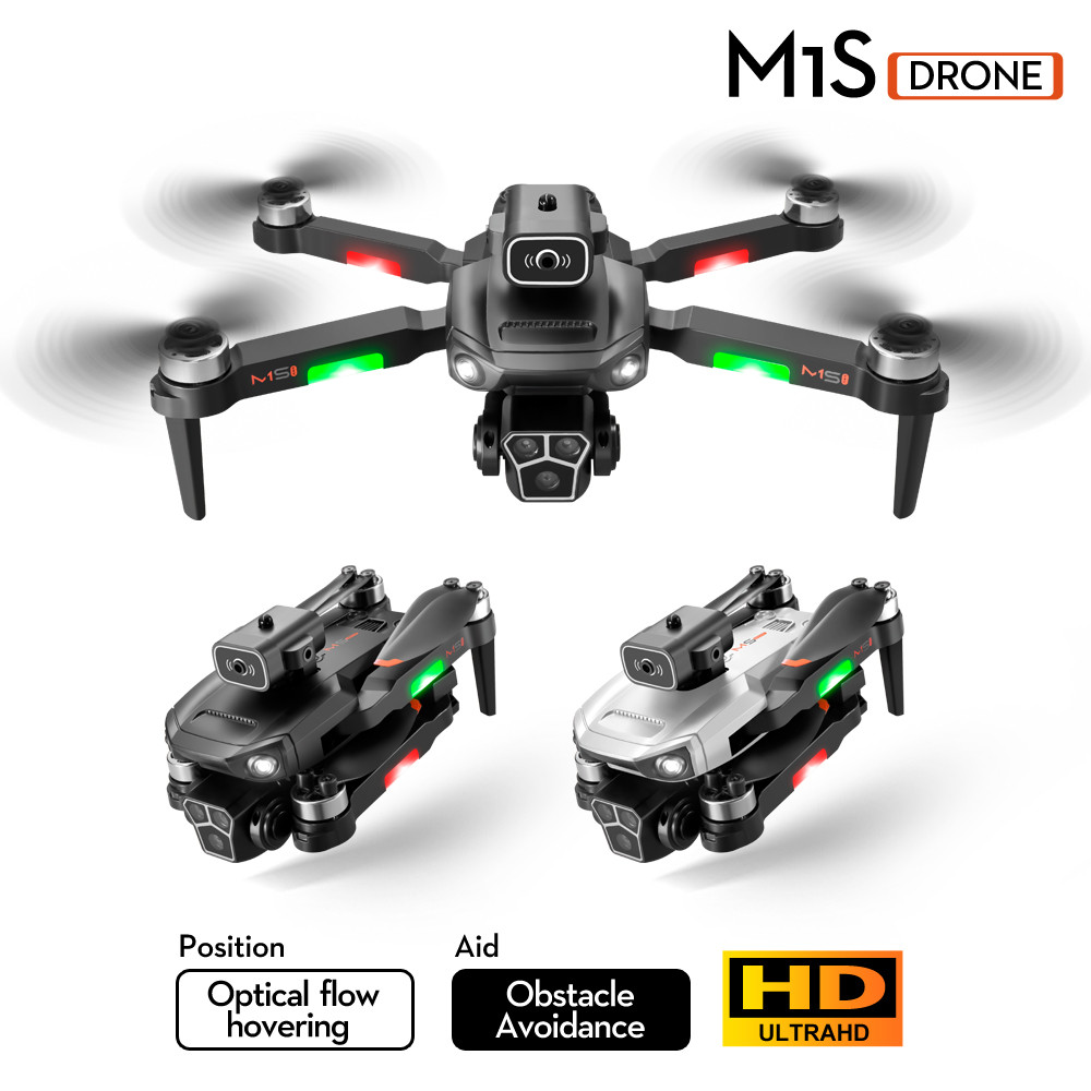 New M1s Mini Drone 4K Professinal Three Camera Wide Angle Optical