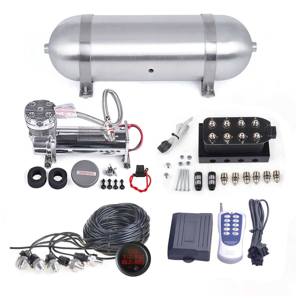 Universal Air Ride Suspension Kit Air Management Kit System & 3/4/5gallon Air Tank & 3/5 pressure