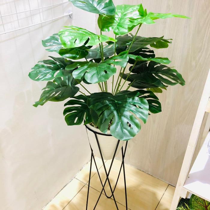 Cod Daun Artificial Standing Besi Jumbo Latex Pot Tanaman
