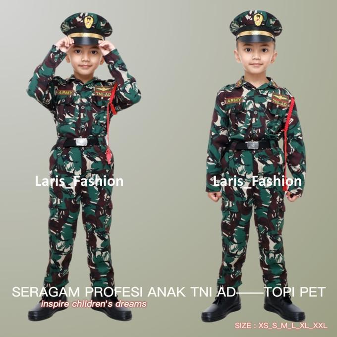 Baju Seragam Pdl Tni Anak Laki Laki Perempuan Cowok Cewe Loreng Army Kostum Profesi Seragam Karnaval