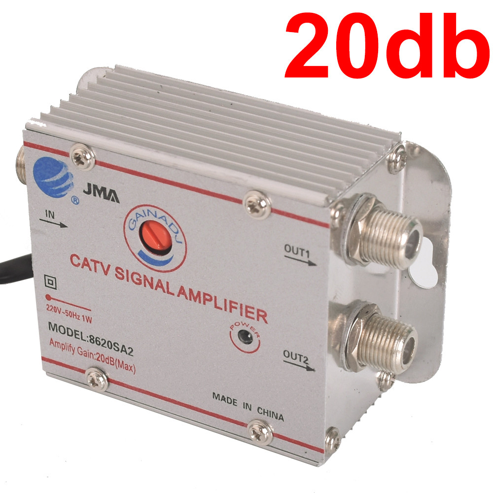 20dB CATV TV Antenna Signal Amplifier Booster Splitter 8620SA2 For Digital TV Input Two Output EU