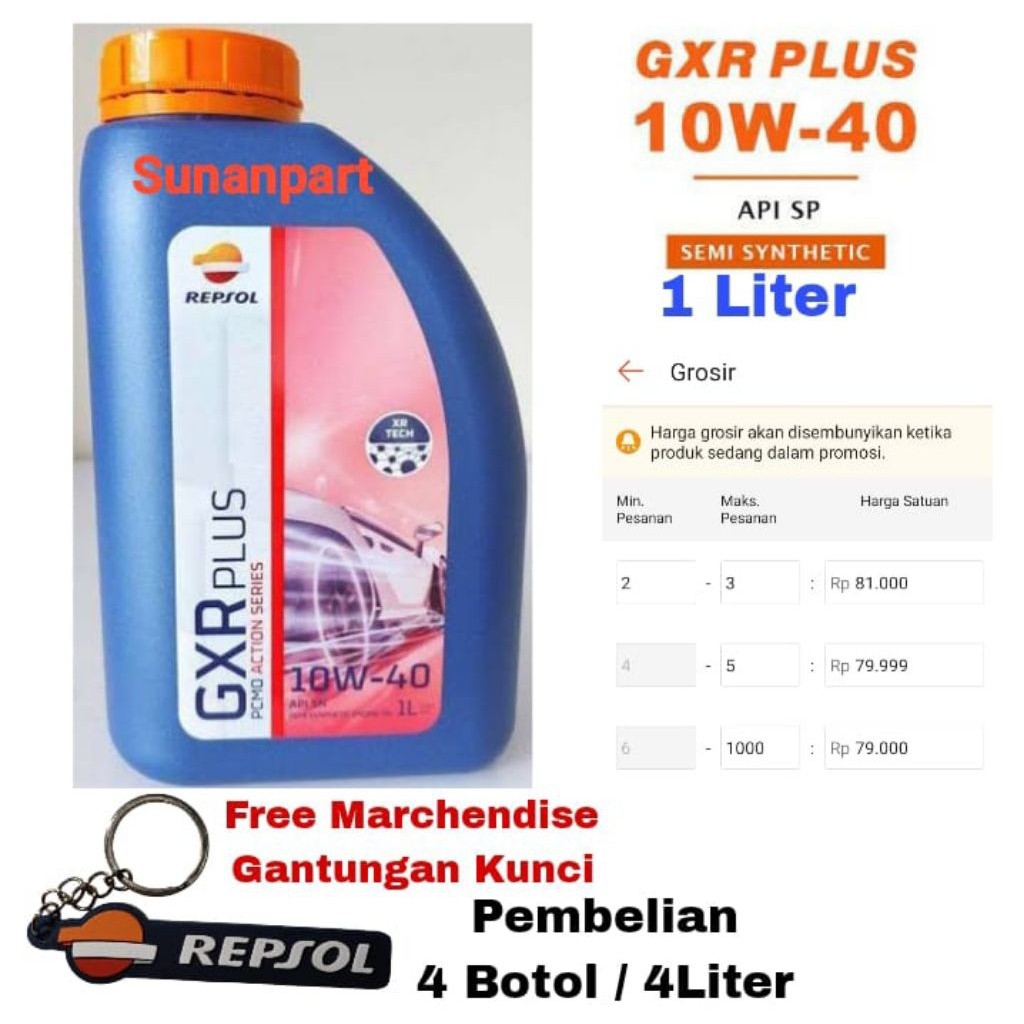 Repsol GXR PLUS 10W-40 1 Liter API SP Oli Mesin Mobil Bensin 4W Original