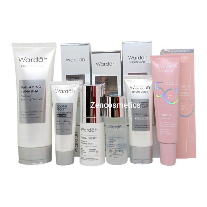 hvs Paket Perawatan Wajah Wardah Crystal Secret untuk Menghilangkan Flek Hitam dan Sunscreen Tone Up