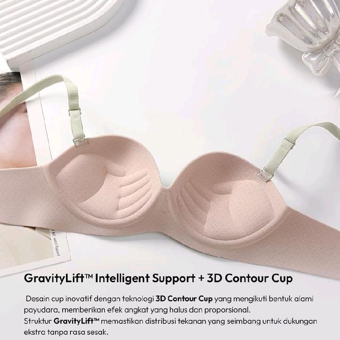 Elena Bra Push Up Seamless Tanpa Kawat Busa Tebal Cup B Kait 2 Half Cup Polos Bh 34B - 38B A08