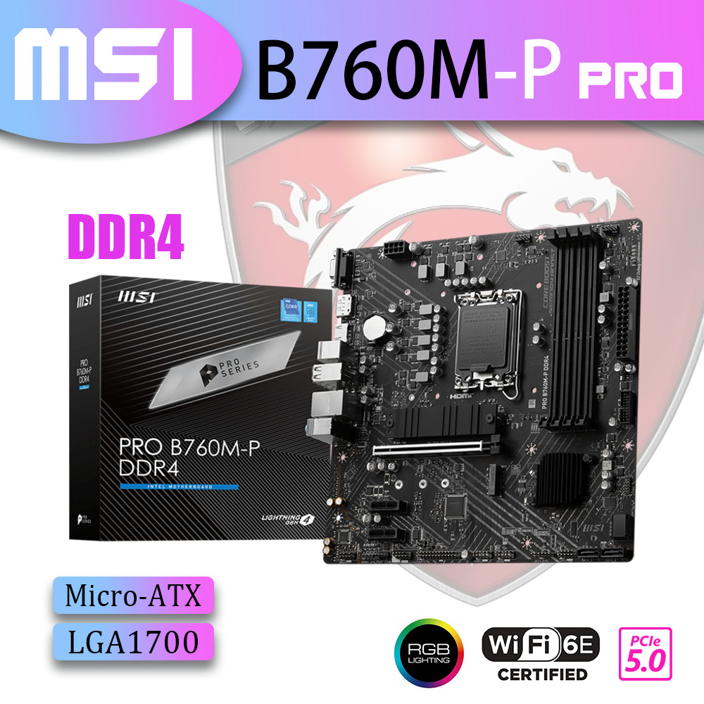 New MSI PRO B760M-P DDR4 LGA1700 Mainboard OC 4800 B760 Motherboard 128G Support Intel 12th 13th Gen