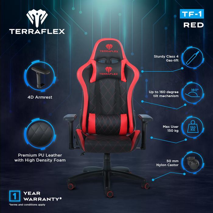 Terraflex TF-1 Gaming Chair Kursi - Black/Red