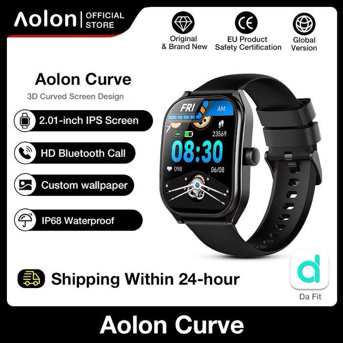 AOLON CURVE JAM TANGAN SMARTWATCH ORIGINAL RUNNING PACE IP68 WATERPROOF STRAVA SPORTS FITNESS