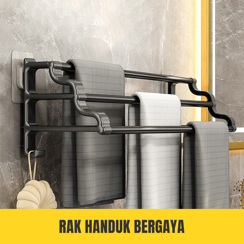 Rak Handuk Dinding / gantungan handuk 3 susun / gantungan handuk kamar mandi 3 susun