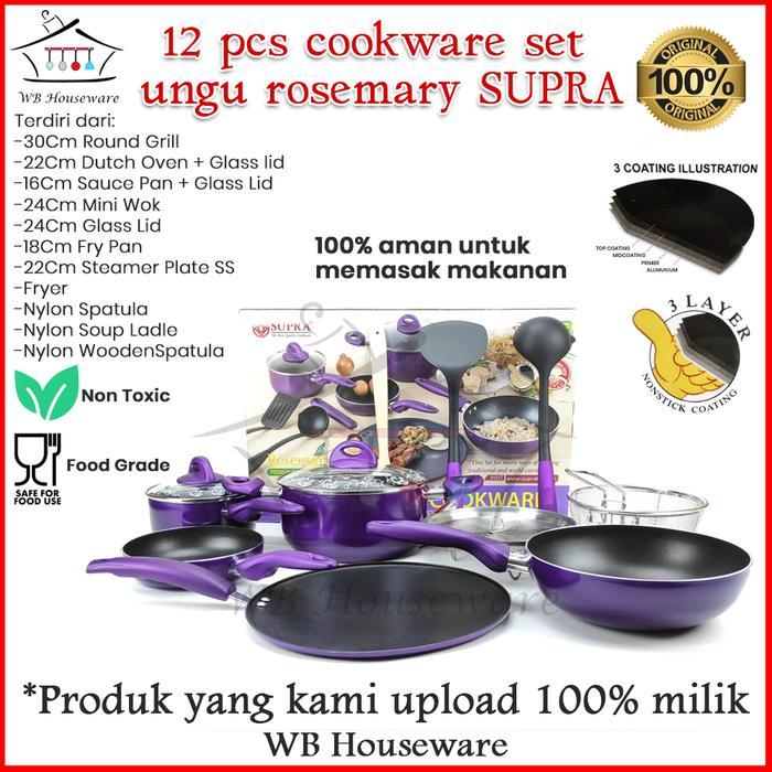 SUPRA 12PCS combo wajan set anti lengket / penggorengan / Panci cookware set /set perlatan masak