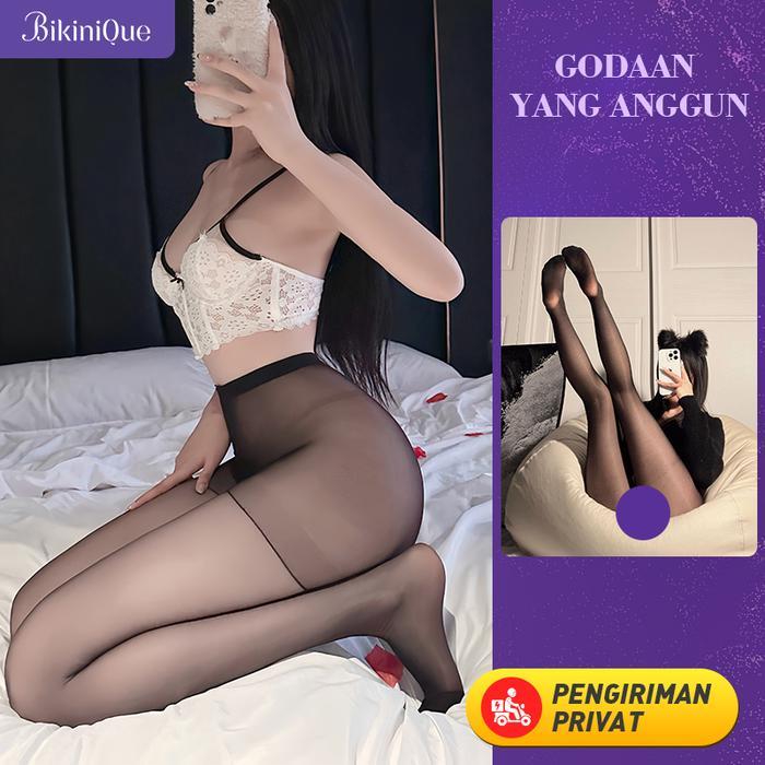 BikiniQue Legging Tipis Transparan Wanita Desain Open Panel Nyaman Fleksibel Celana Stocking Elastis