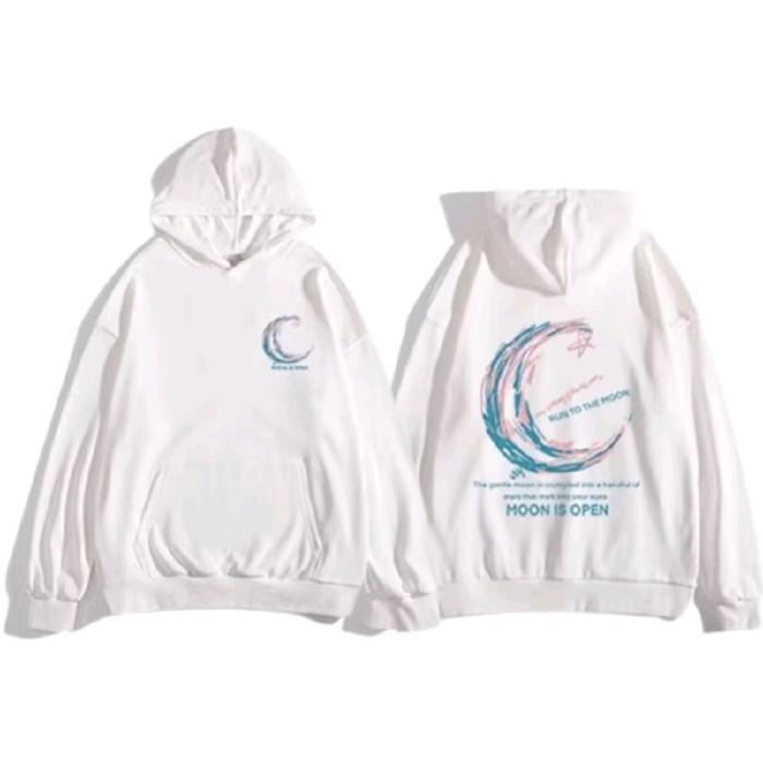 Discount Hoodie Star Moon Hoodie Pria Wanita Hoodie Couple Pasangan Kapelan Hoodie Polos Jumbo M-5XL