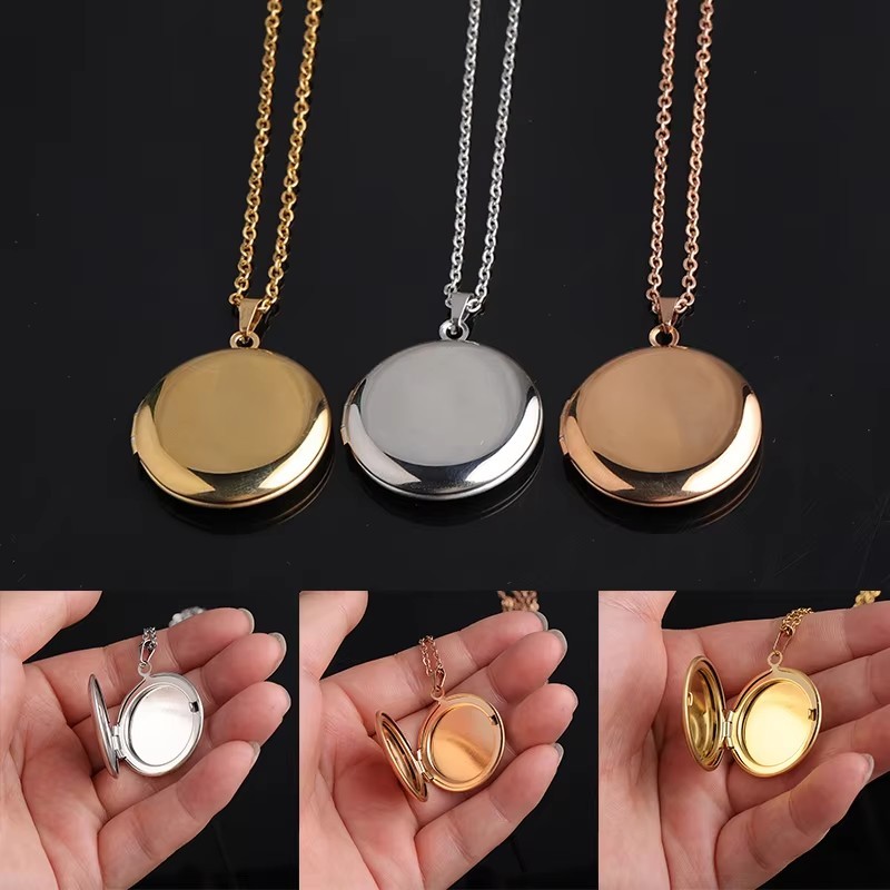 New 10pieces/lot Mirror Polish Stainless Steel DIY Round Photo Picture Frame Locket Pendant Necklace
