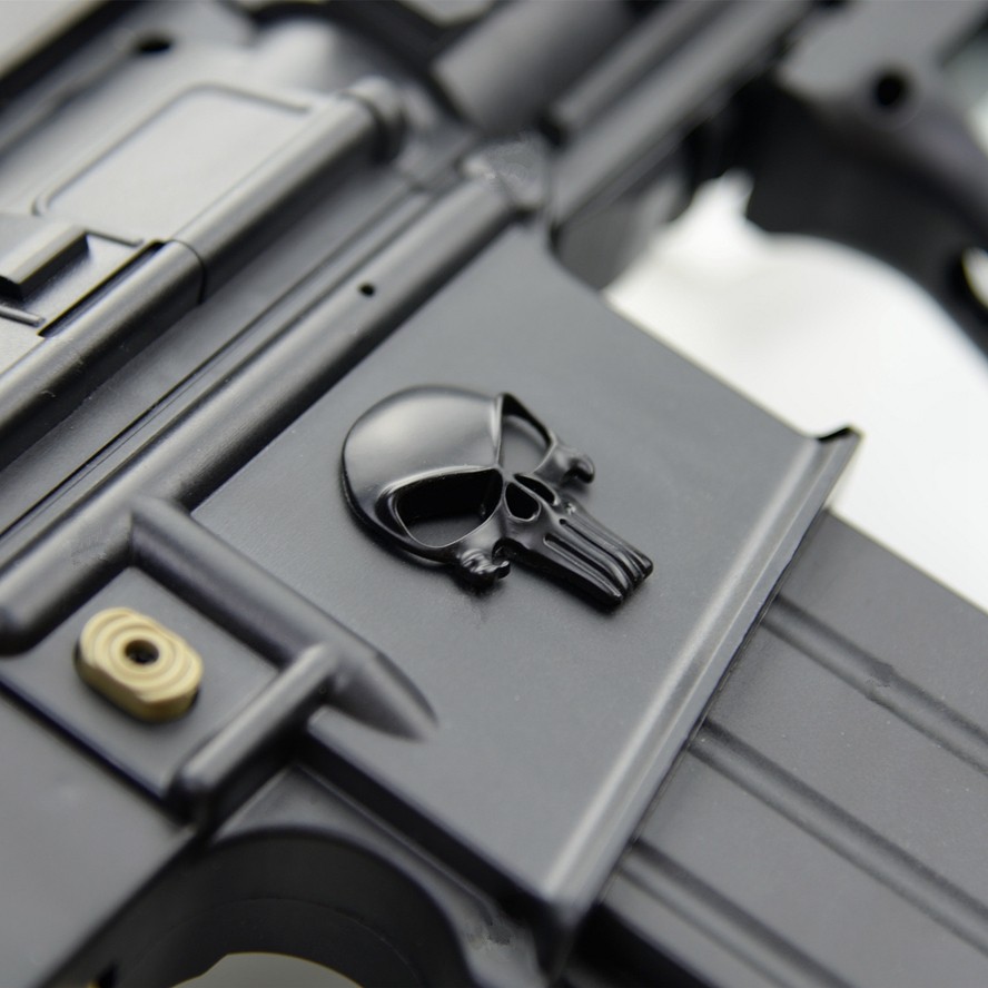 3D Skull Metal Sticker For Gun Ar15 Ak47 M4 M16 Ar10 Glock G17 G19 G43X 1911 Hk416 Usp P320 Airsoft