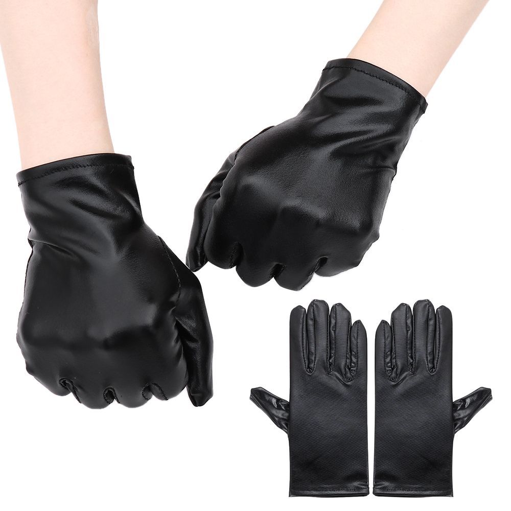 Lolita Gothic Punk PU Mittens Dress Up Black Gloves Halloween Leather Gloves