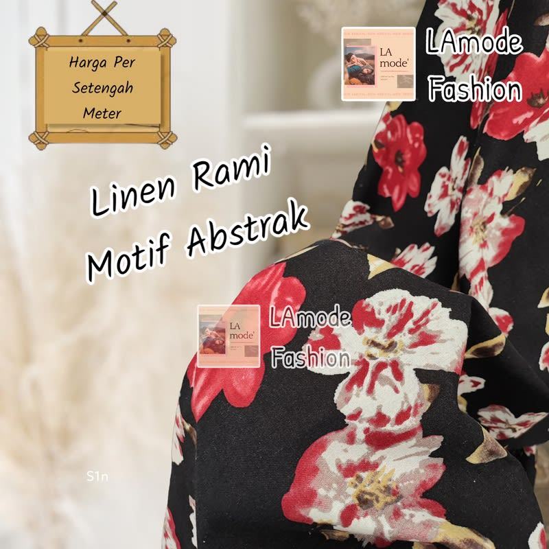 Kain Linen Rami Motif Abstrak