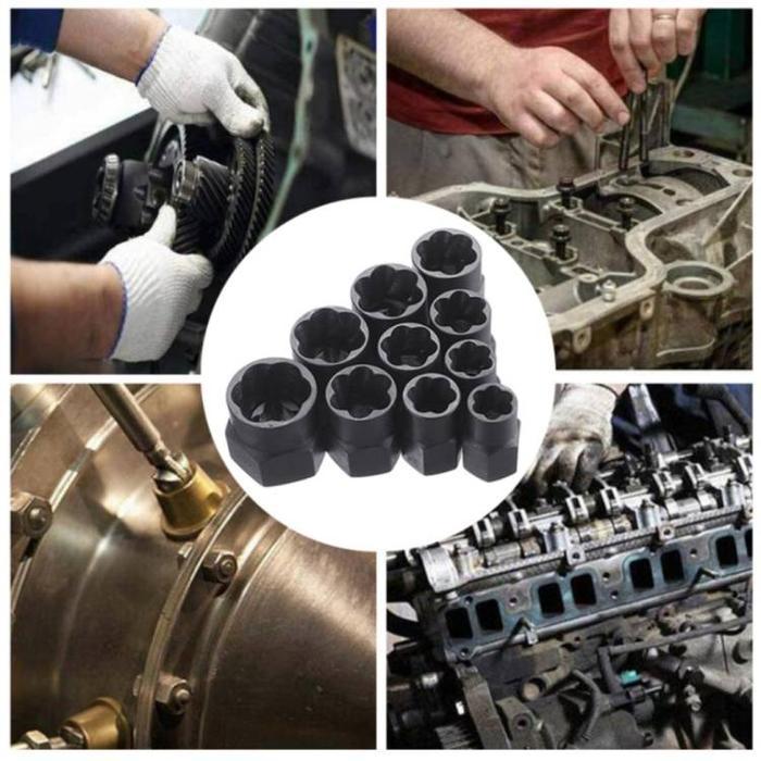 10 13 14 PCS ALAT PEMBUKA BAUT MUR RUSAK 9MM-19MM SET KUNCI RING PASS DAMAGE