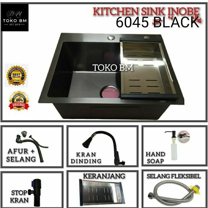 rrqb- Sink Inobe 6045 Hitam Doff/Paket Sink Inobe 6045 Hitam Doff