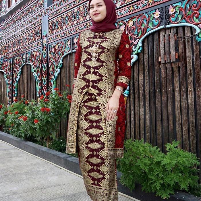 Setelan Diandra Tunik Rok Motif Songket Printing atasan baju Cewek Katun Panjang Tunik Wanita Batik