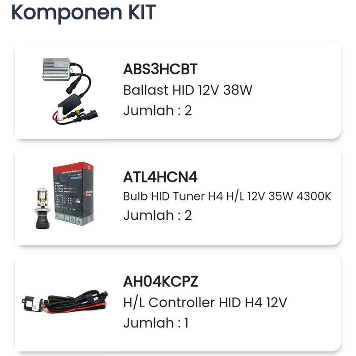 Hid H4 Autovision Hi Low Headlamp Lampu Mobil Set 12V Bulb Ballast