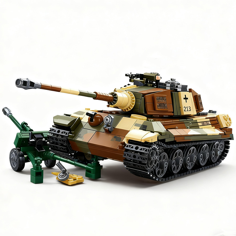 930pcs Sluban 0980 WW2 Military The King Tiger Heavey Tank Army Soldiers Building Blocks Kids Bricks