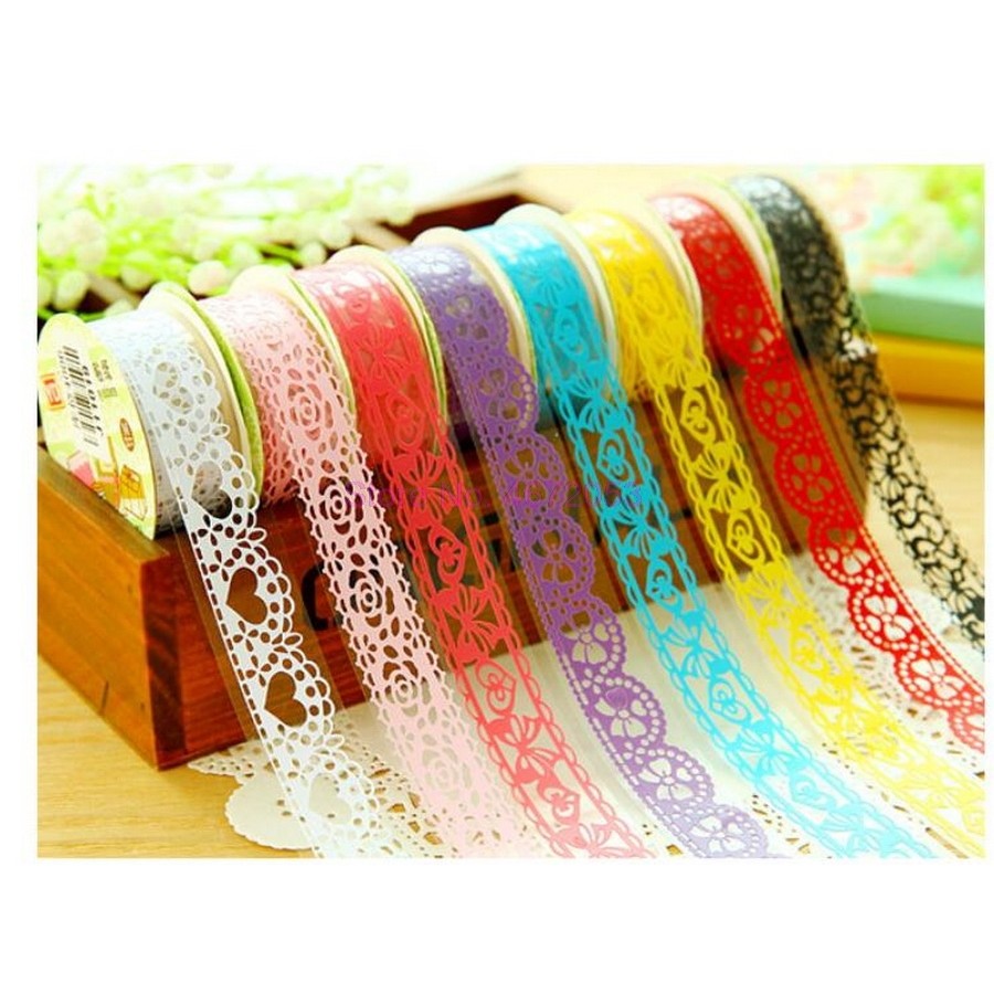 2000pcs Lace Sticky Paper SELF Adhesive Washi Tape Sticker Scrapbooking Decorative DIY
