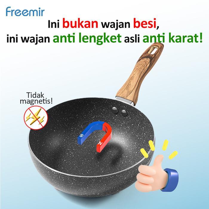 [Crehom] Freemir Wajan Anti Mengelupas Cekung 20 Cm Granit Wajan Anti Lengket Asli Wajan Panci