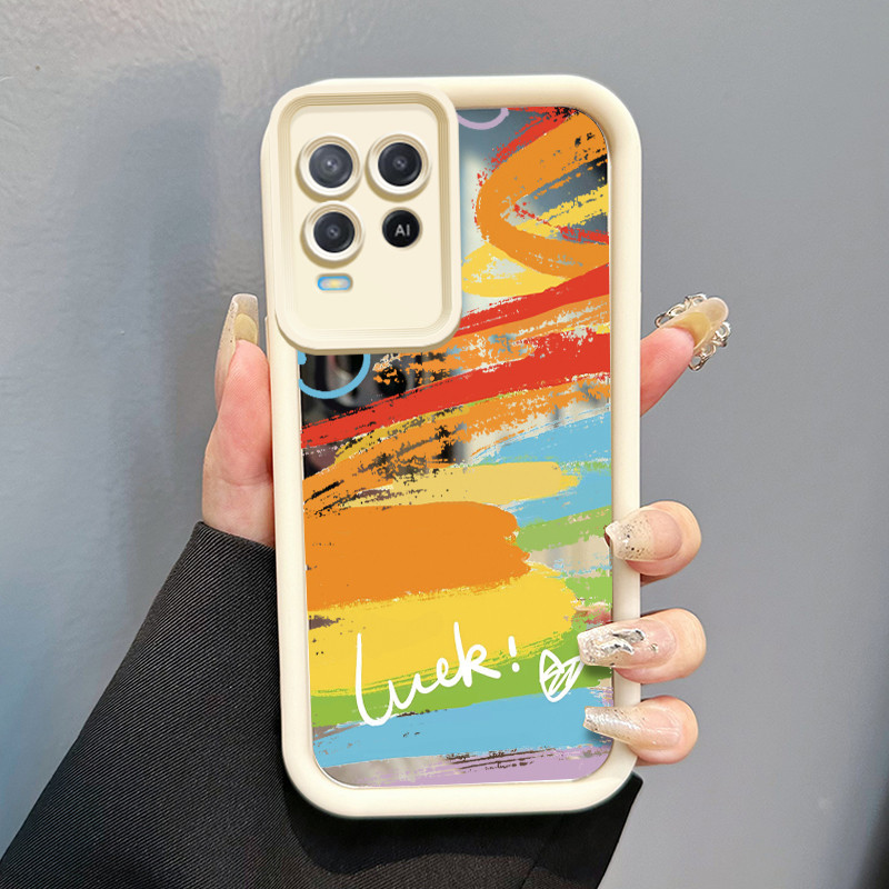 Casing Hp OPPO A54 Case HP Casing pola Pelangi Graffiti Kasing cermin Cesing Silikon Softcase