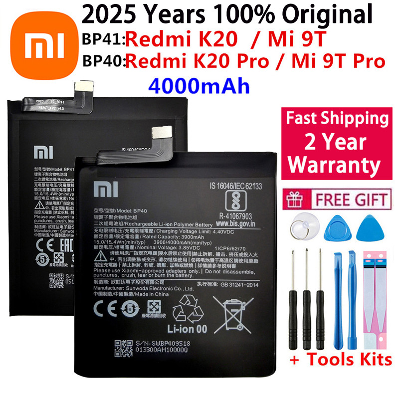 100% Original Replacement Battery For Redmi K20 Pro Mi 9T Pro Mi9T Redmi K20Pro Pum Genuine Battery