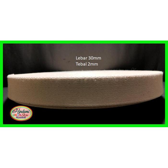 New TALI WEBBING KATUN TALI TAS LEBAR 3 CM TEBAL 2 MM PUTIH TULANG