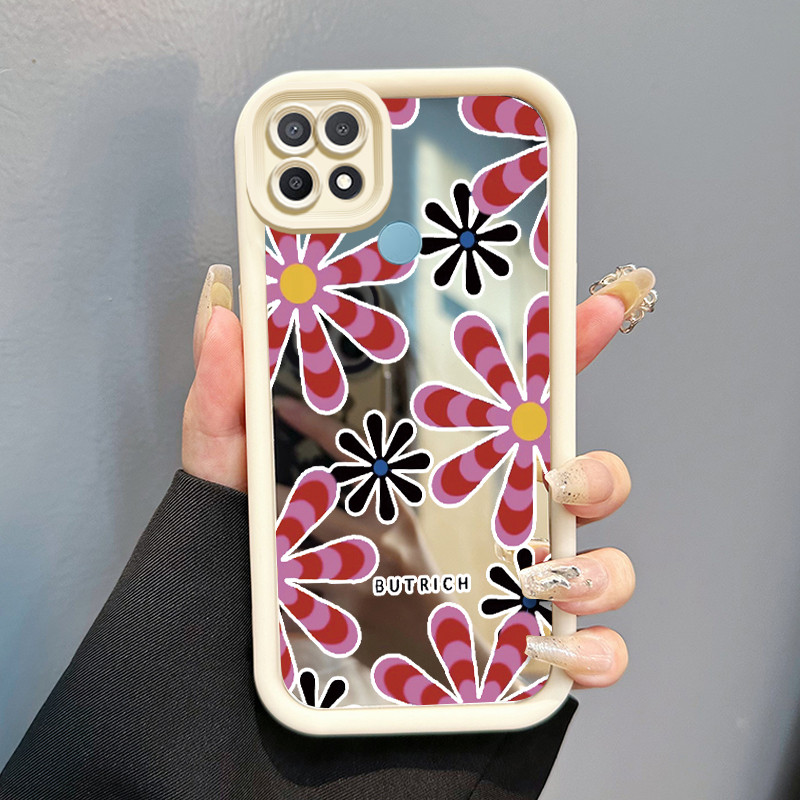 Casing Hp OPPO A15 A15s A35 Case HP Casing pola Bunga lonceng Kasing cermin Cesing Silikon Softcase