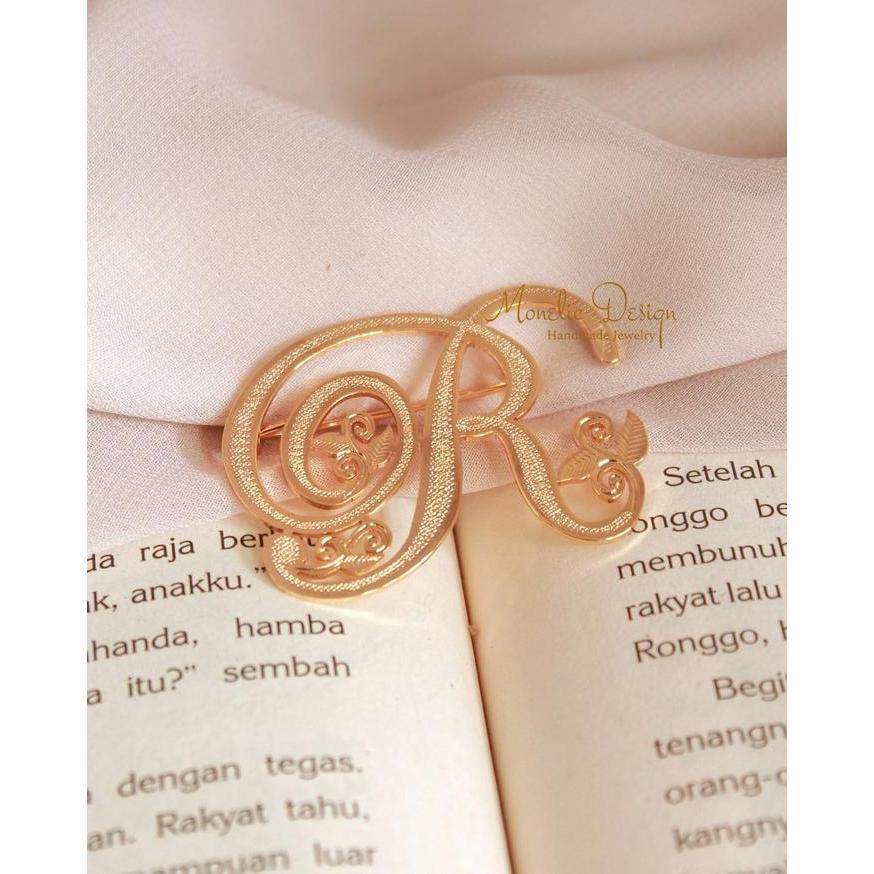 TERMURAH Access bros a inisial huruf variasi ukiran Emas Gold READY STOCK