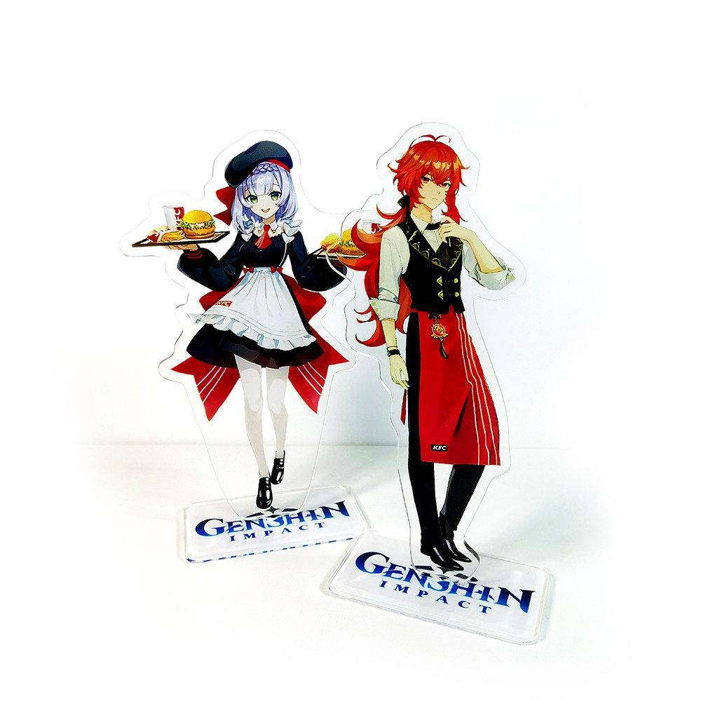 Genshin Impact x KFC characters Noelle Diluc GM acrylic stand figure model plate holder topper anime